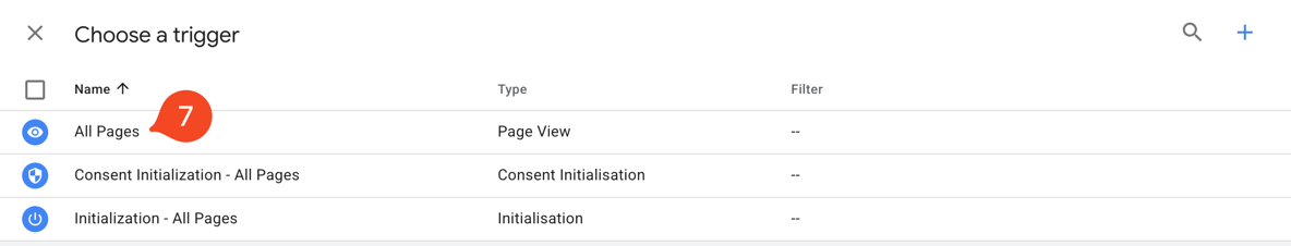 Choose trigger all pages