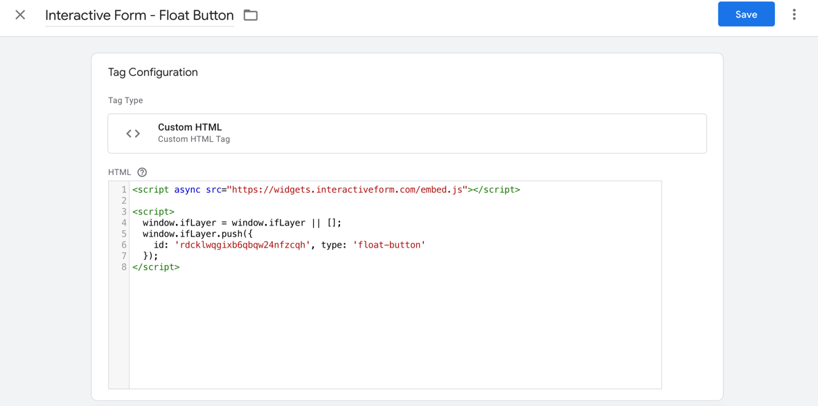 Paste code in HTML field