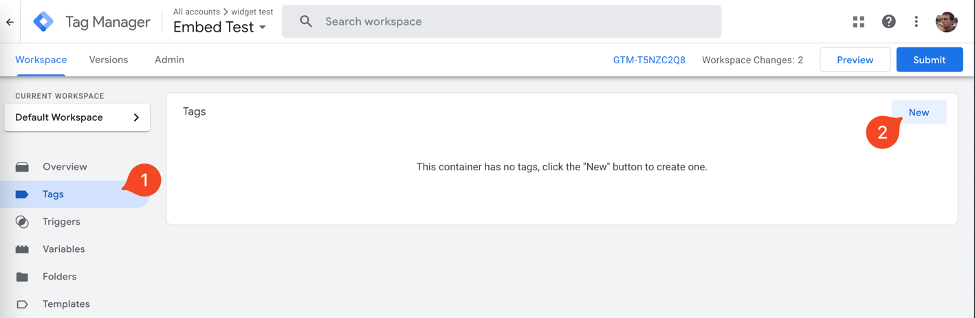 Setup Tag Configuration in GTM step 1